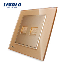 Livolo Luxury Crystal Glass Panel 2 Gang Telephone Socket VL-W292T-13